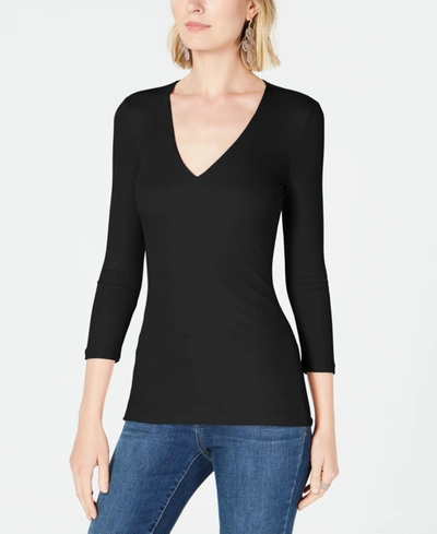 Inc International Concepts Women's Ribbed Top, Created For Macy's In Deep Black