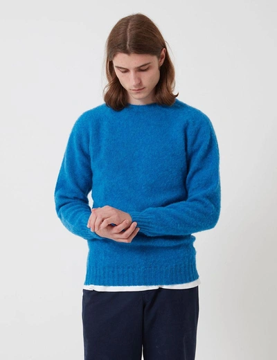 Bhode Supersoft Lambswool Jumper (made In Scotland) In Blue