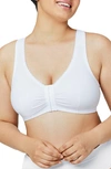 Glamorise Women's Full Figure Plus Size Complete Comfort Wirefree Cotton T-back Bra In White