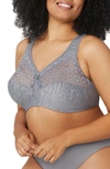 Glamorise Women's Full Figure Plus Size Magic Lift Moisture Control Wirefree Bra In Grey Heather