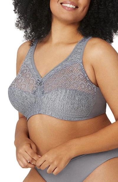 Glamorise Women's Full Figure Plus Size Magic Lift Moisture Control Wirefree Bra In Grey Heather