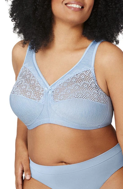 Glamorise Women's Full Figure Plus Size Magic Lift Moisture Control Wirefree Bra In Light Blue Heather