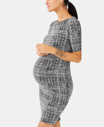 A Pea In The Pod Maternity Jacquard Sheath Dress In Scratch Print