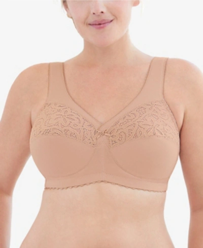 Glamorise Women's Full Figure Plus Size Magiclift Cotton Wirefree Support Bra In Cafe