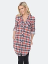 White Mark Women's Piper Stretchy Plaid Tunic In Silver