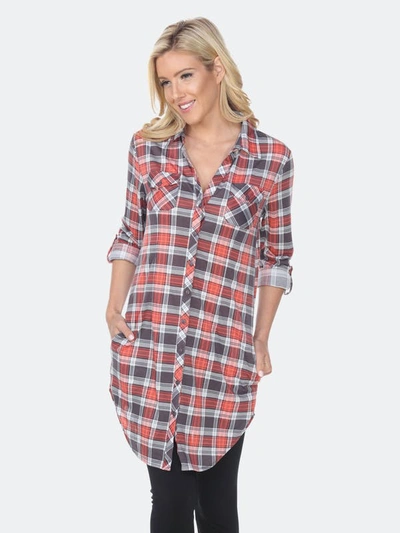 White Mark Women's Piper Stretchy Plaid Tunic In Grey