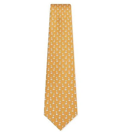 Ferragamo Seal And Ball Silk Tie In Orange