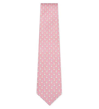 Ferragamo Seal And Ball Silk Tie In Pink