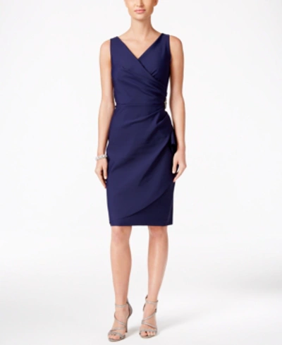 Alex Evenings Compression Embellished Ruched Sheath Dress In Navy