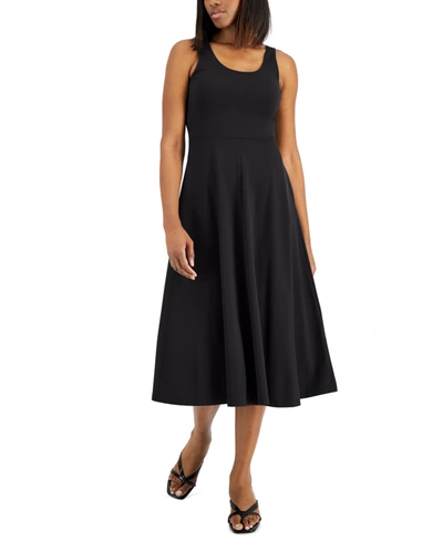 Alfani Petite Scoop Neck Sleeveless Dress, Created For Macy's In Deep Black