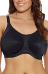 Elomi Full Figure Energise Moisture Wicking Underwire Sports Bra El8041, Online Only In Black