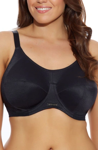 Elomi Full Figure Energise Moisture Wicking Underwire Sports Bra El8041, Online Only In Black