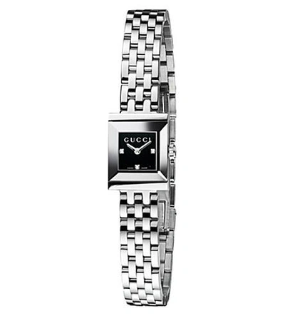 Gucci Womens Black Ya128507 G-frame Collection Stainless Steel And Diamond Watch