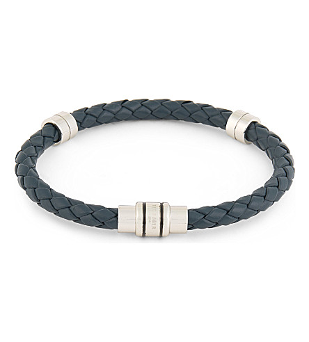 Ted Baker Barranz Leather Bracelet In Navy | ModeSens