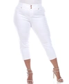 White Mark Plus Size Super Stretch Capri Denim In White