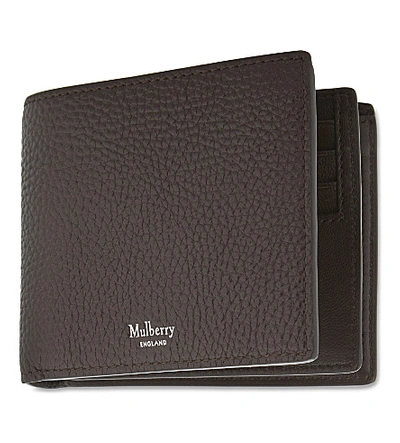 Mulberry Trifold Grained Leather Card Wallet In Chocolate