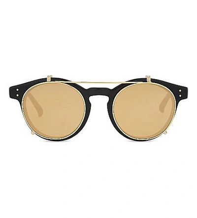 Linda Farrow Lfl569 Oval Clip-on Sunglasses In Black