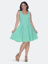 White Mark Plus Size Crystal Dress In Blue
