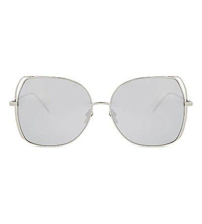 Linda Farrow Lfl590 Oversized Sunglasses In White Gold