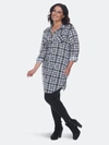 White Mark Plus Piper Stretchy Plaid Tunic In Black