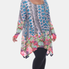 White Mark Plus Marlene Tunic Top In Teal Pink