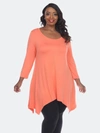 White Mark Plus Size Makayla Tunic Top In Coral Pink