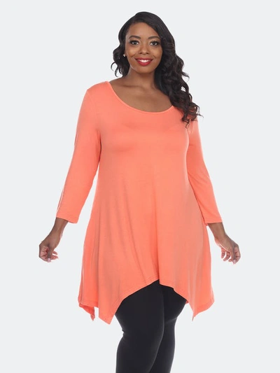 White Mark Plus Size Makayla Tunic Top In Coral Pink