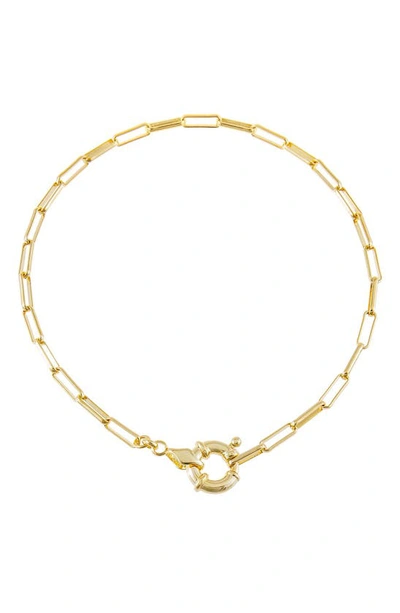 Adinas Jewels Spring Ring Oval Link Anklet In Gold