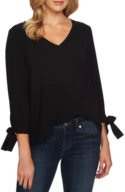 Cece Tie Sleeve Top In Black