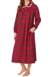 Lanz Of Salzburg Red Tartan Flannel Nightgown In Red Multi Plaid