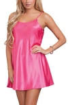 Icollection Satin Chemise In Fuchsia