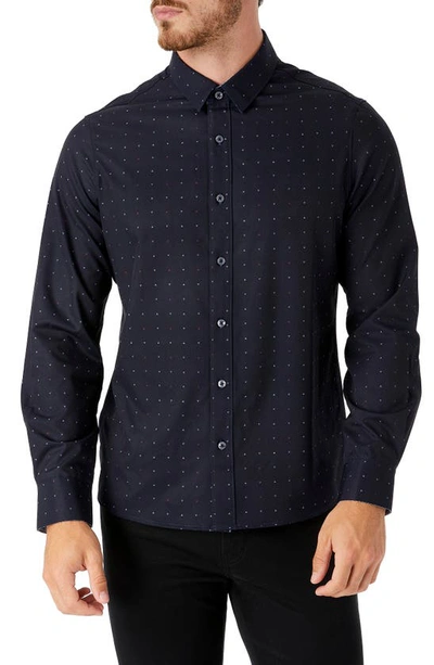 7 Diamonds Sign Of The Time Button-up Shirt In Navy