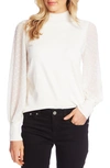 Cece Clip Dot Sleeve Sweater In Antique White