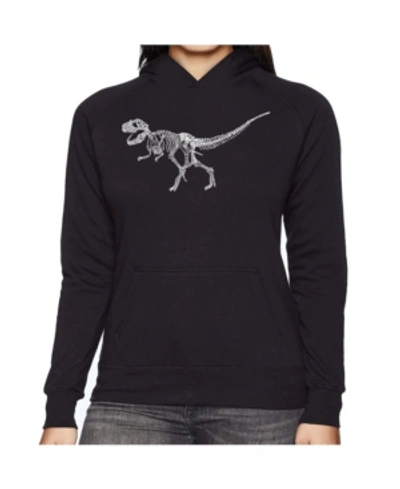 La Pop Art Women's Word Art Hooded Sweatshirt -dinosaur T-rex Skeleton In Purple