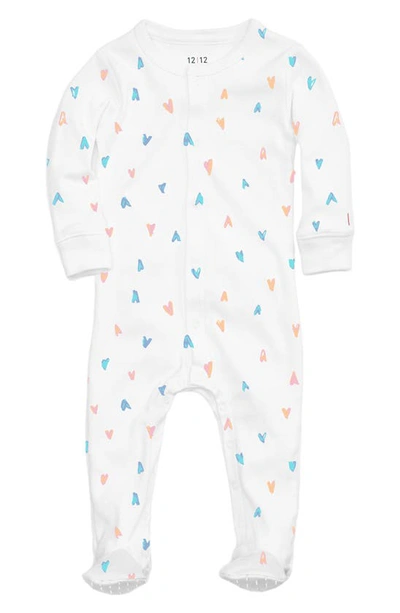 Infant Babies' 1212 The Nightly Fitted One-piece Pajamas In Pastel Hearts