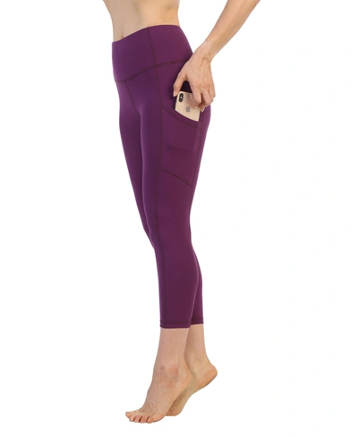 American Fitness Couture High Waist 3/4 Length Pocket Compression Leggings In Purple