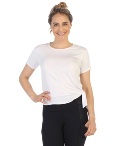 American Fitness Couture Rayon Made From Organic Bamboo Side Tie Studio Tee In White