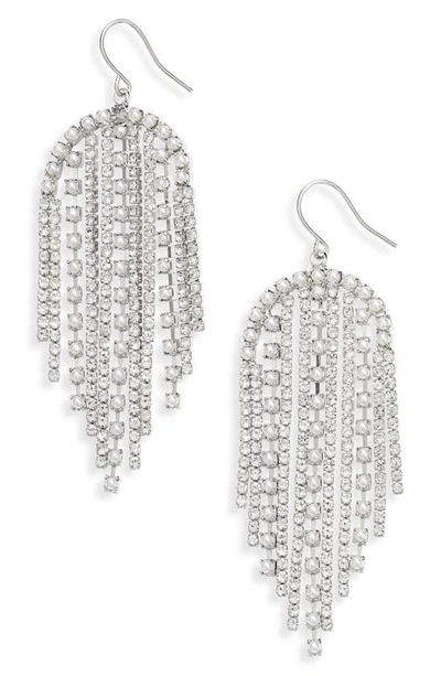 Cristabelle Crystal & Imitation Pearl Fringe Earrings In Cry/sil/prl