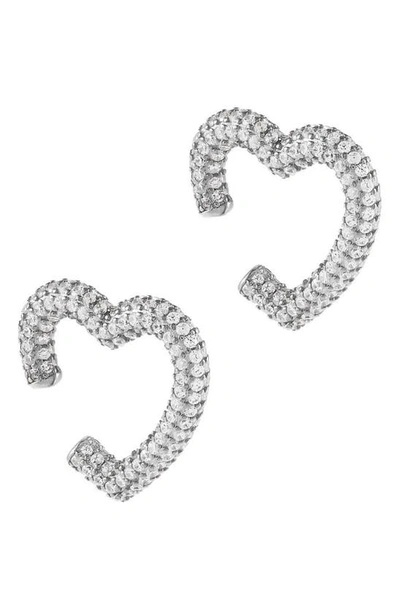 Adinas Jewels Set Of 2 Pavé Ear Cuffs In Silver