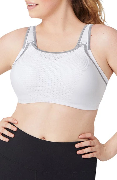 Glamorise Women's Full Figure Plus Size Elite Performance Adjustable Wonderwire Sports Bra In White,grey