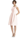 Alfred Sung Dessy Collection Cap Sleeve Pleated Cocktail Dress With Pockets In Blush Pink