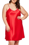 Icollection Satin Chemise In Red