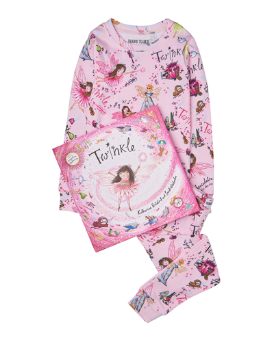 Books To Bed Kids' Little Girl's & Girl's 3-piece Twinkle Pajama & Book Set In Pink