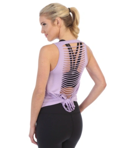 American Fitness Couture Get Shredded Laser Cut Open Back Tank In Plum