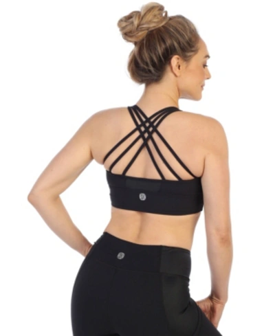 American Fitness Couture Medium Support Multi Cross Strap Sports Bra In Black