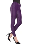 Memoi Thin Ribbed Corduroy Leggings In Potent Pur