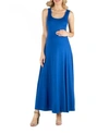 24seven Comfort Apparel Slim Fit A Line Sleeveless Maternity Maxi Dress In Lapis