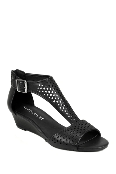 Aerosoles Sapphire Low Wedge Sandal Women's Shoes In Black