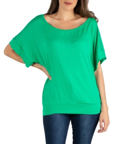 24seven Comfort Apparel Loose Fit Dolman Maternity Top With Wide Sleeves In Green