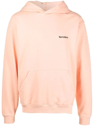 Sporty And Rich Sporty & Rich Logo Embroidered Hoodie In Pastel Orange